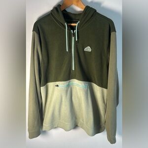 Hurley Mens Anorak Fleece 1/4 Zip Sweater Hoodie Size L Two-Tone Green